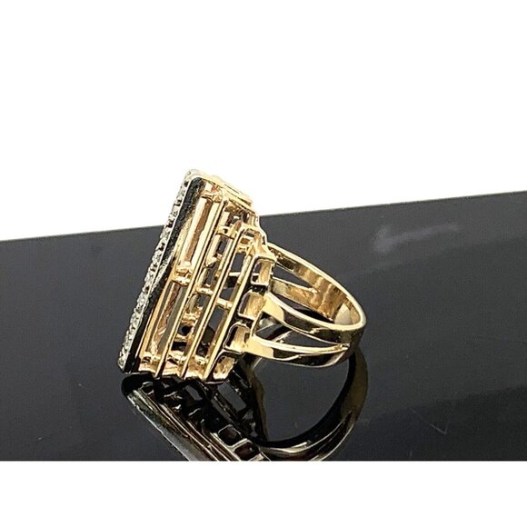 Cocktail Ring Diamond Geometric 14k Yellow Gold Estate Jewelry Women's Size 6 - Picture 5 of 15